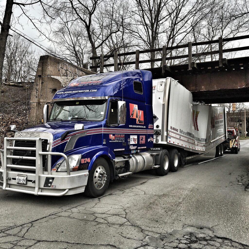 Image of a truck accident on a highway in Houston