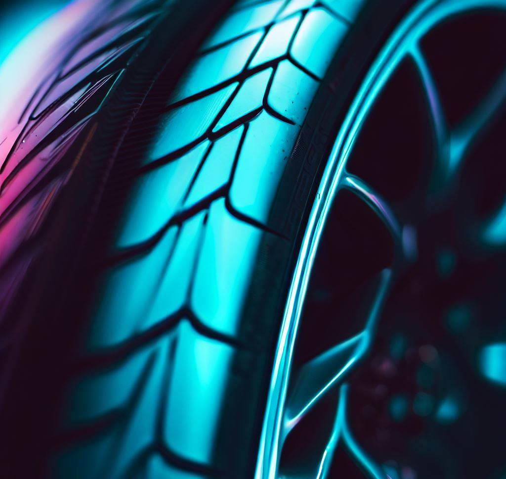 Close-up image of a car tire, symbolizing the potential for tire blowouts due to factors such as overloading, underinflation, road hazards, and manufacturing or design defects