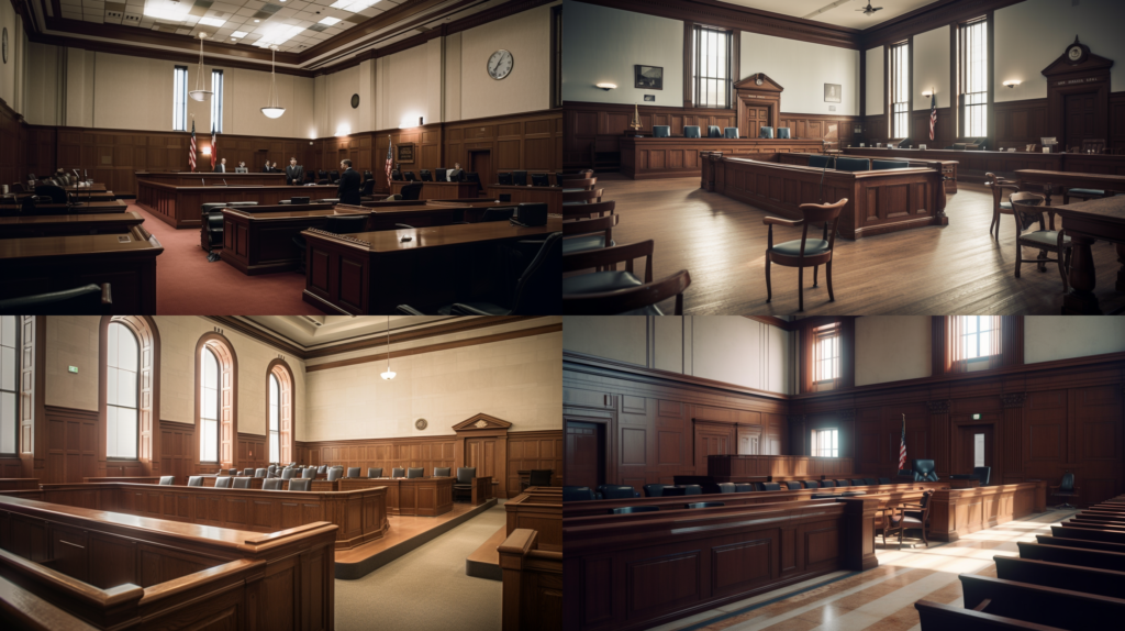 Slip and Fall Injuries in Texas: Your Legal Rights and Remedies, a detailed courtroom scene with a judge, jury, and plaintiff with visible injuries, set in a modern Texas courthouse, atmosphere charged with tension and expectation, Photography, digital photo with a high-resolution DSLR camera, wide-angle lens, --ar 16:9 --v 5.0 - 